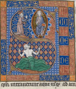 Salvum me fac; Salvator Mundi with David kneeling; man drowning