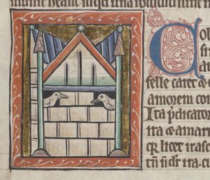 Pigeons in a dove-cote
