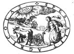 A woman holding an anchor (Hope), while ploughing; Jahweh-tetragram