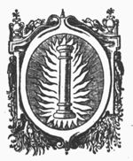 A pillar (Dutch: 'kolom') of fire; frame decorated with birds and vases