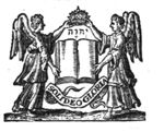 Two angels holding an open book and a crown, a Jahweh-tetragram; a banderole with inscription