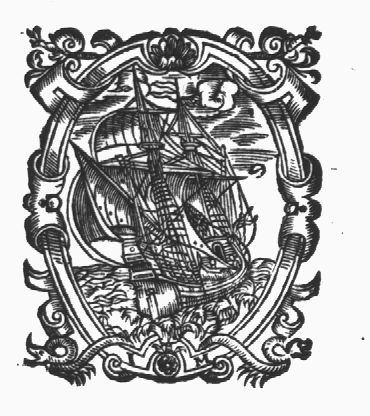 Sailing-ship; frame decorated with snails and snakes; initials "A.M."(?)