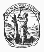 A man grafting a tree; a spade on the ground