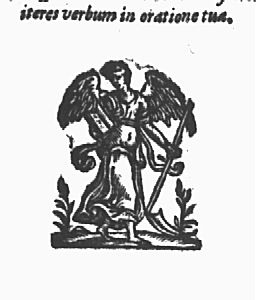 An angel holding a scythe and an open book