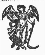 An angel holding a scythe and an open book