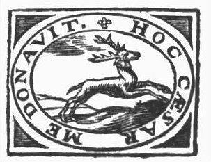 Running deer wearing a collar with the inscription "C.L."(?)