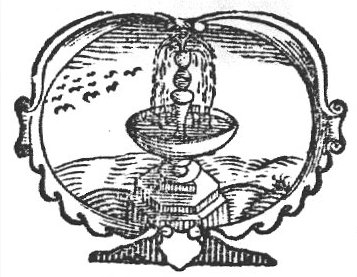 Fountain (Dutch: 'fontein') with birds; decorated frame