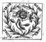 Bee sucking honey (Latin: 'mel') and spider (Dutch: 'spin') sucking venom from a rose