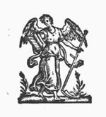 An angel holding a scythe and an open book
