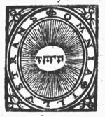 Radiance emanating from the Jahweh-tetragram; decorated frame
