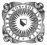 Symbol of Utrecht university: coat of arms surrounded by the sun; frame with cherubs