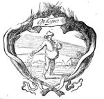 A man sowing (Dutch: 'zaaien') in a landscape with a farm; frame composed of ears of corn and inscribed banderole