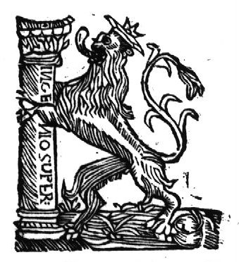A column held by a crowned lion
