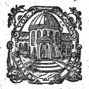 Building ('temple') with a cupola; frame decorated with festoons
