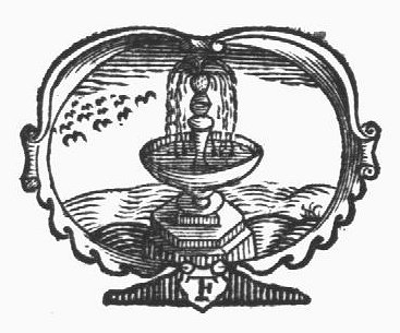 Fountain (Dutch: 'fontein') with birds; decorated frame; monogram "T.F."
