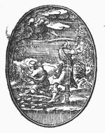 The sacrifice of Isaac: when Abraham has his sword raised to kill the blindfolded Isaac, an angel restrains him