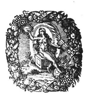 Truth (Dutch: 'waarheid'): a naked woman, on a cubical seat, holding the sun represented as a face, a palm-branch and an open book, the right foot resting on a globe; a wreath decorated with fruit and inscribed banderole as frame