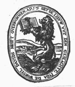 The book with the seven seals is held by the lion of Juda, standing on its hind legs