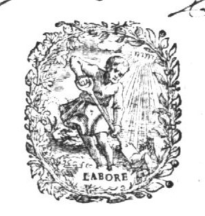 A man spading; Jahweh-tetragram; frame of branches
