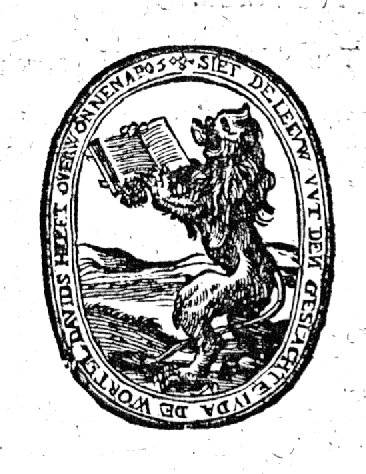 The book with the seven seals is held by the lion of Juda, standing on its hind legs