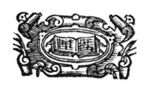 Open book with notation of music in a scrollwork frame