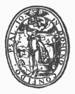 The sacrifice of Isaac: when Abraham has his hand raised to kill Isaac, the angel restrains Abraham's hand; simple frame with inscription and decorated with a cherub