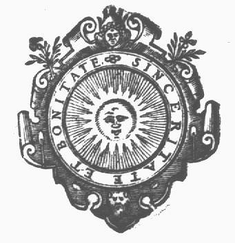 Sun represented as a face; frame decorated with cherub