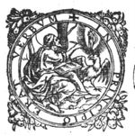 Saint John the Evangelist - with his symbol, the eagle - inspired by an appearance of the Virgin Mary in a mandorla; frame decorated with fruit