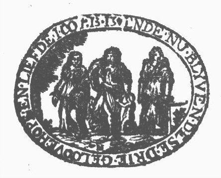 The Three Theological Virtues (Faith, holding a cross; Hope, holding an anchor; and Charity, with two naked children); simple frame