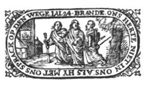 The journey to Emmaus: the two men meet Christ; in the background: the supper at Emmaus; decorated frame