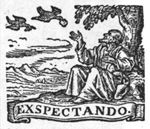 Elijah fed by the ravens (Dutch: 'raven'): while the prophet is living by the brook, ravens bring him food; banderole with inscription