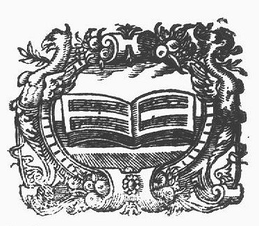 Open book with notation of music; frame decorated with festoons and hybrid beings of mixed human and animal form