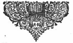 Open book in decorative frame; shield with monogram "A.H.R."
