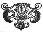 Ornamental composition framing a cartouche with 'Hausmarke' and the initials "V.C."
