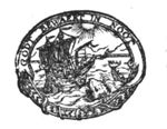 The sailors reluctantly throw the prophet Jonah into the sea; decorated frame, partly consisting of a banderole with inscription