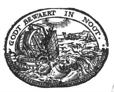 The sailors reluctantly throw the prophet Jonah into the sea; decorated frame, partly consisting of a banderole with inscription
