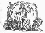 Hercules (club, lion's skin) standing on a monster (dragon), holding a horn; Orthrus and the Nemean lion chained to the frame
