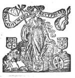 Minerva (helmet, owl, lance, Aegis), attached to the lance a banderole (Minerva as patroness of the University of Harderwijk); she is surrounded by various objects: open book, astrolabe
