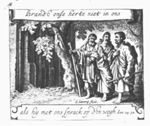 The journey to Emmaus; the two men meet Christ; banderole with inscription