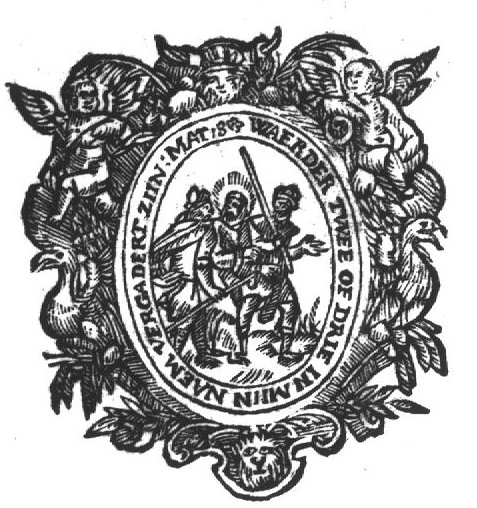 The journey to Emmaus: the two men meet Christ; frame decorated with two putti, cornucopiae, birds, lion's head and mascaron