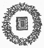 A book framed by a wreath of fruits
