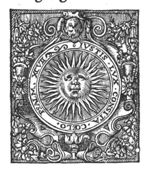 Sun represented as a face; frame decorated with cherub and festoons