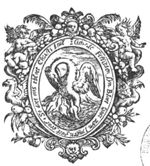 Pelican feeding its young with its own blood; frame decorated with putti, birds, cornucopiae, lion's head, palm-branches and mascaron