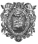 Open book, bible, with text; Jahweh-tetragram; frame decorated with putti and birds