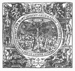 Adam and Eve surrounded by the animals in paradise, each holding fruit, standing on either side of the tree, above which a Jahweh-tetragram; elaborate frame decorated with Christ carrying the cross, Adam holding the apple, putti, birds; 'Hausmarke' and initials "B.O."