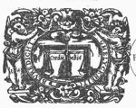 A hand from the clouds holding a pair of scales in front of an open book; decorated frame held on either side by a putto on a pedestal