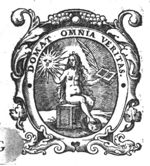 Truth (Dutch: 'waarheid'): a naked woman, on a cubical seat, holding the sun represented as a face, a palm-branch and an open book, the right foot resting on a globe; decorated frame