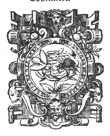 Bee sucking honey and spider sucking venom from a rose; frame decorated with Gorgoneion, festoons and the heads of rams and a lion