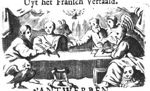 The four evangelists together, writing, inspired by the Holy Ghost; the four symbols assisting them