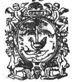 Hen in front of a tree; banderole; frame decorated with sphinxes and putti